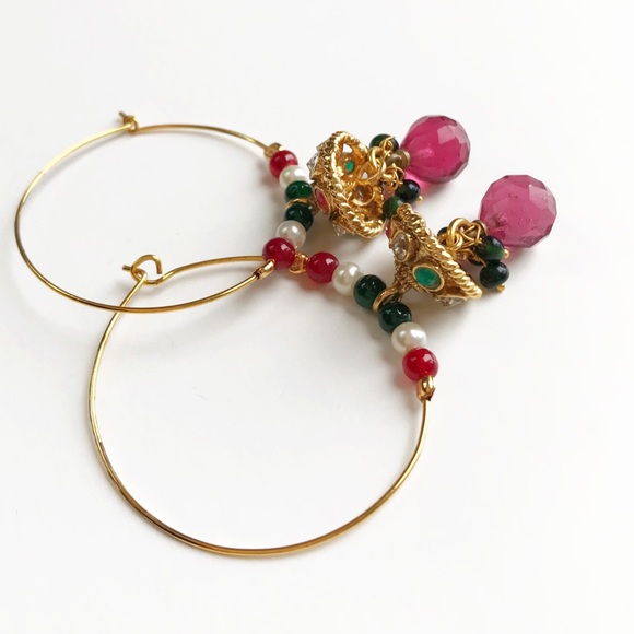 Bollywood hoop earrings _ handmade - Picture 7 of 8